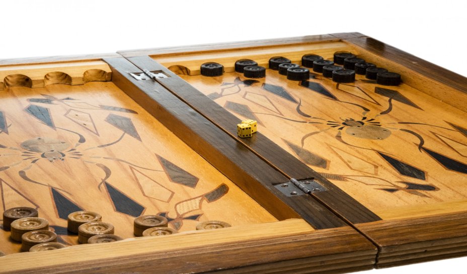 Набор для игры в нарды ручной работы, дерево, СССР, 1960-1990 гг.