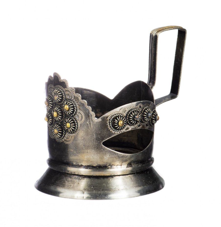 Подстаканник "Бусины большие", мельхиор, СССР, 1970-1980 гг.