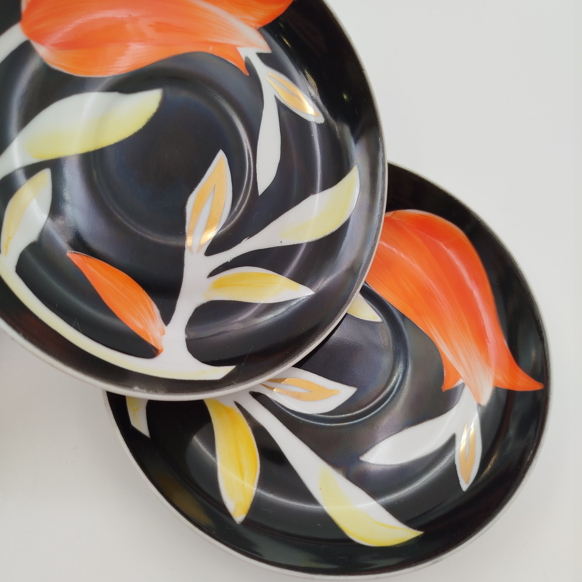 Набор для сервировки из сервиза "Рыбки" (сахарница, молочник), фарфор, крытье, роспись, золочение, Дулевский фарфоровый завод (Дулёво), СССР, 1968-1991 гг.