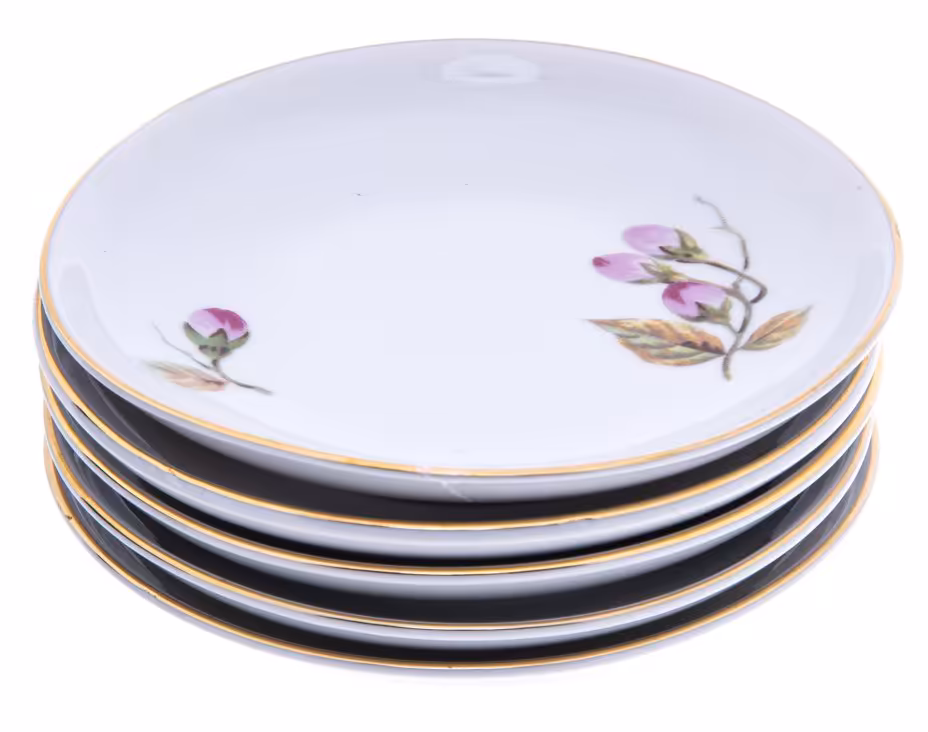 Набор из пяти розеток с цветочным декором, фарфор, деколь, фабрика "Colditz Porcelain Factory", ГДР, 1960-1990 гг., Colditz (Кольдиц)