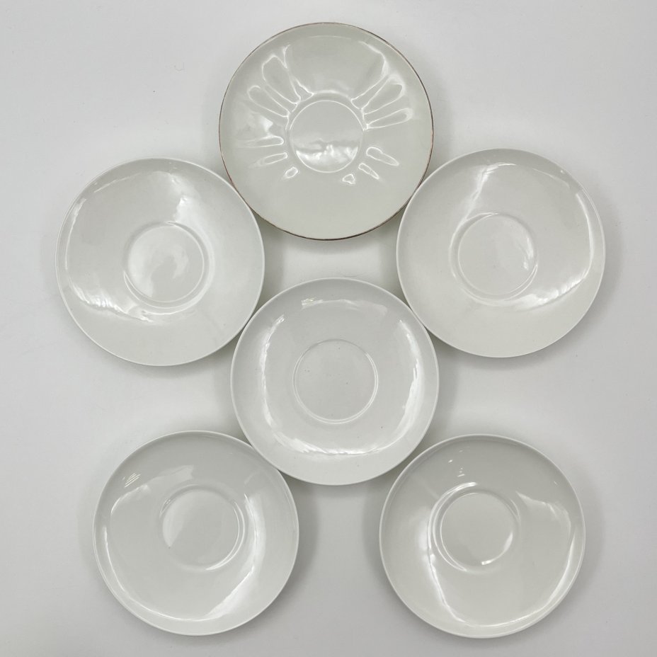Набор из шести кофейных пар формы "Одуванчик", автор формы Гусева Е.В., фарфор, Ленинградский фарфоровый завод (ЛФЗ), СССР, 1970-1990 гг.