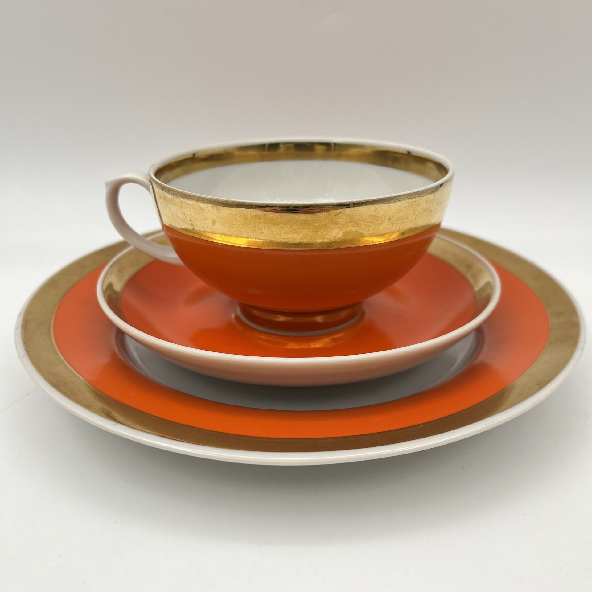 Чайная тройка оранжевого оттенка, форма "Рубин"