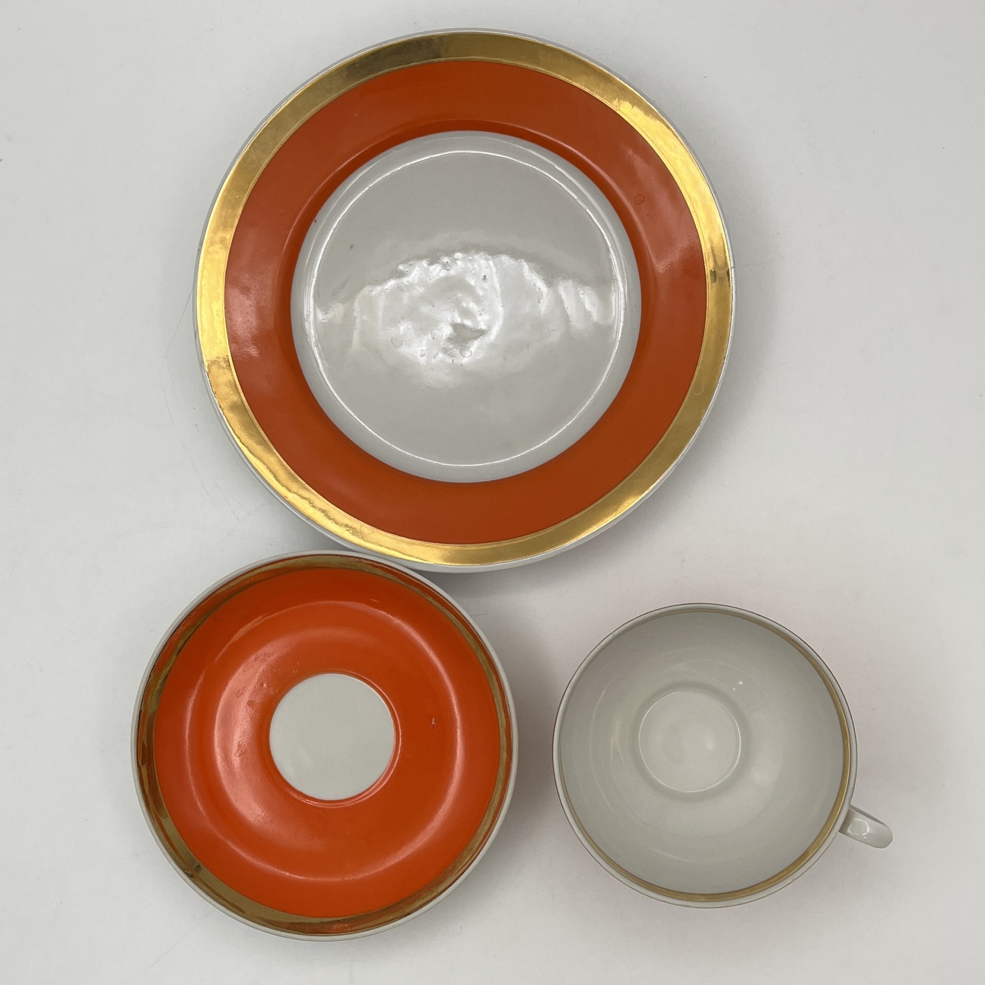 Чайная тройка оранжевого оттенка, форма "Рубин"