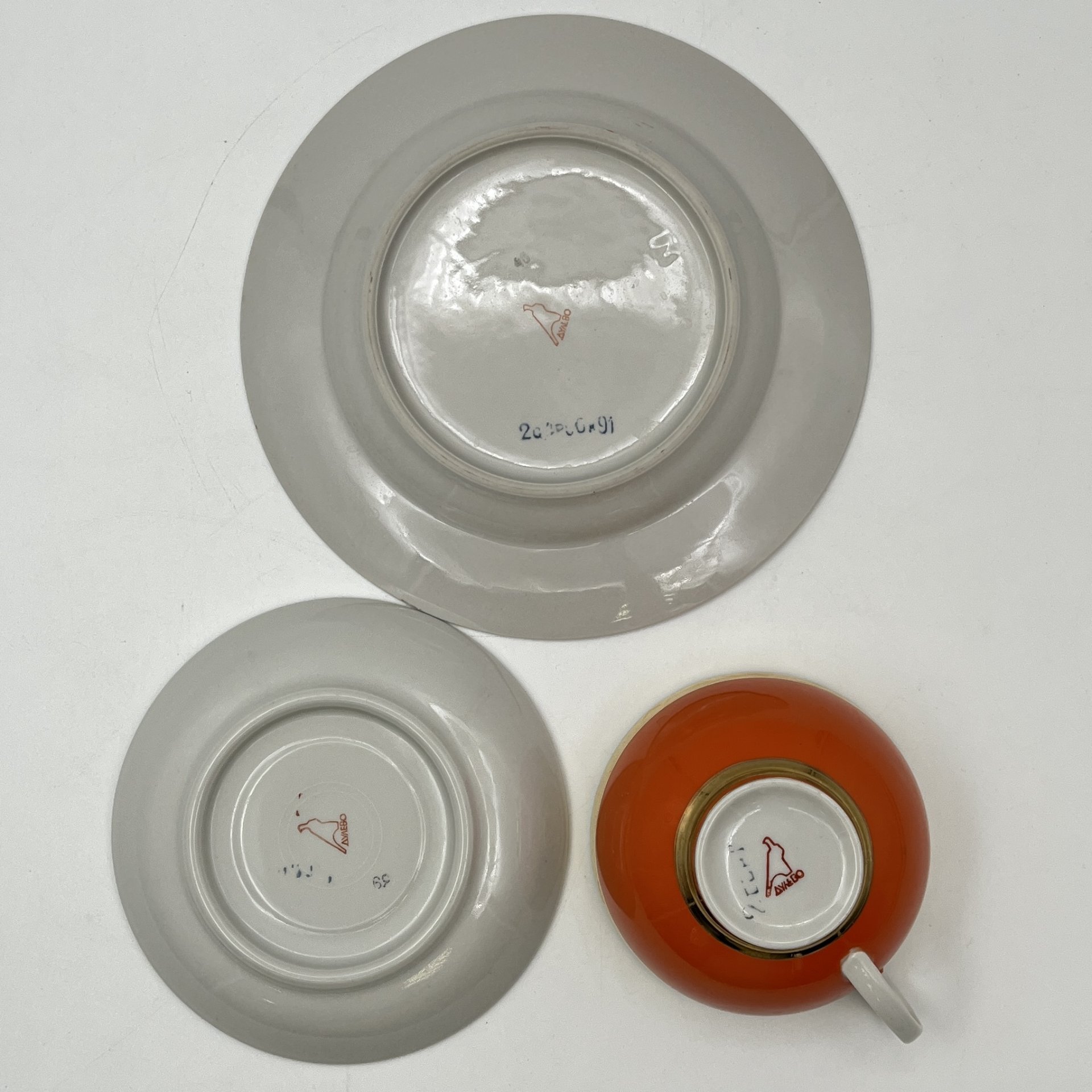 Чайная тройка оранжевого оттенка, форма "Рубин"