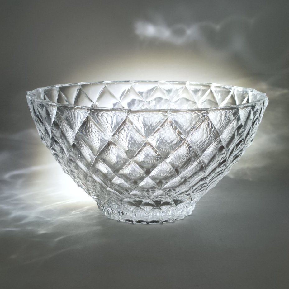 Салатник с резным геометрическим декором, хрусталь, СССР, 1970-1990 гг.