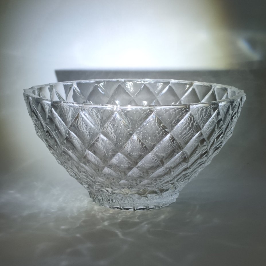 Салатник с резным геометрическим декором, хрусталь, СССР, 1970-1990 гг.