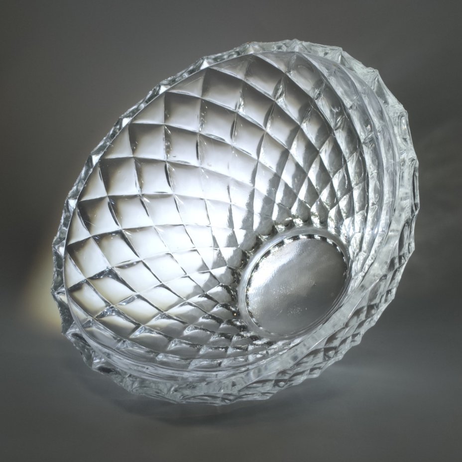Салатник с резным геометрическим декором, хрусталь, СССР, 1970-1990 гг.