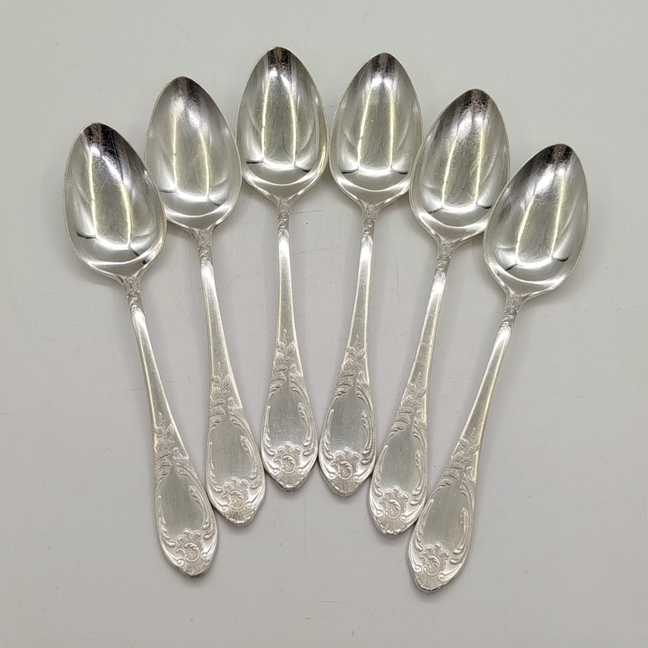 Комплект из 6-ти столовых ложек, украшенных растительным декором