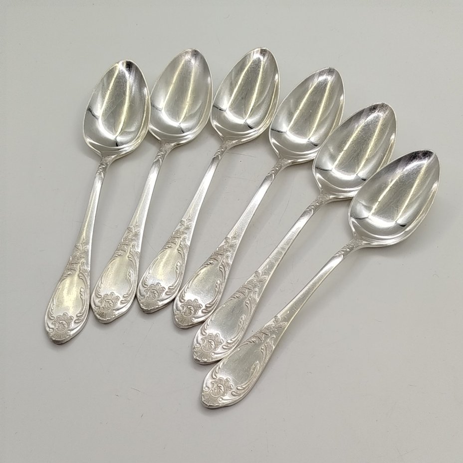 Комплект из 6-ти столовых ложек, украшенных растительным декором