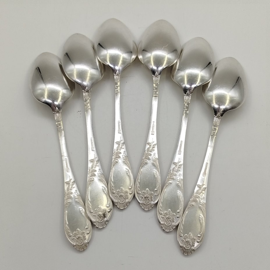 Комплект из 6-ти столовых ложек, украшенных растительным декором