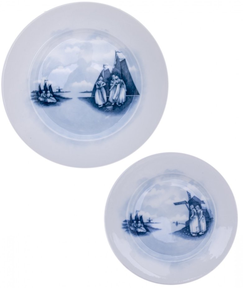 Пара блюд круглой формы из серии "Old dutch", фарфор, роспись, мануфактура "Rosenthal", Германия, 1890-1920 гг., Rosenthal (Розенталь)