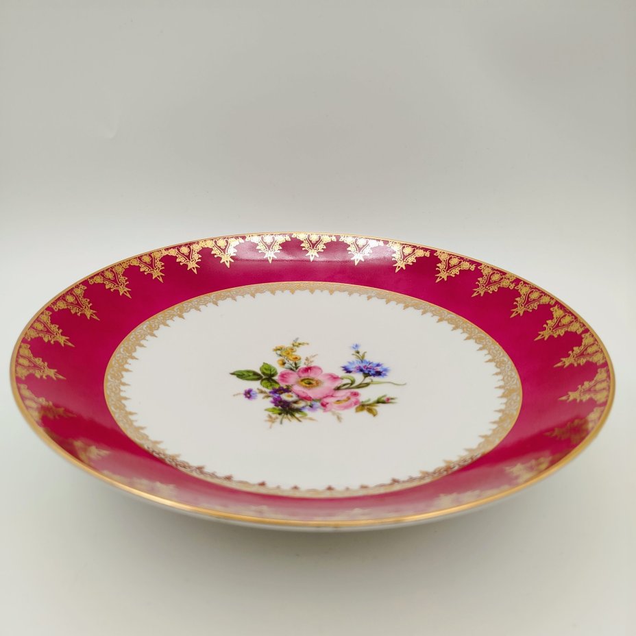 Салатник, украшенный изображением букета цветов, JKW, фарфор, крытье, деколь, золочение, Германия, 1952-1972 гг.