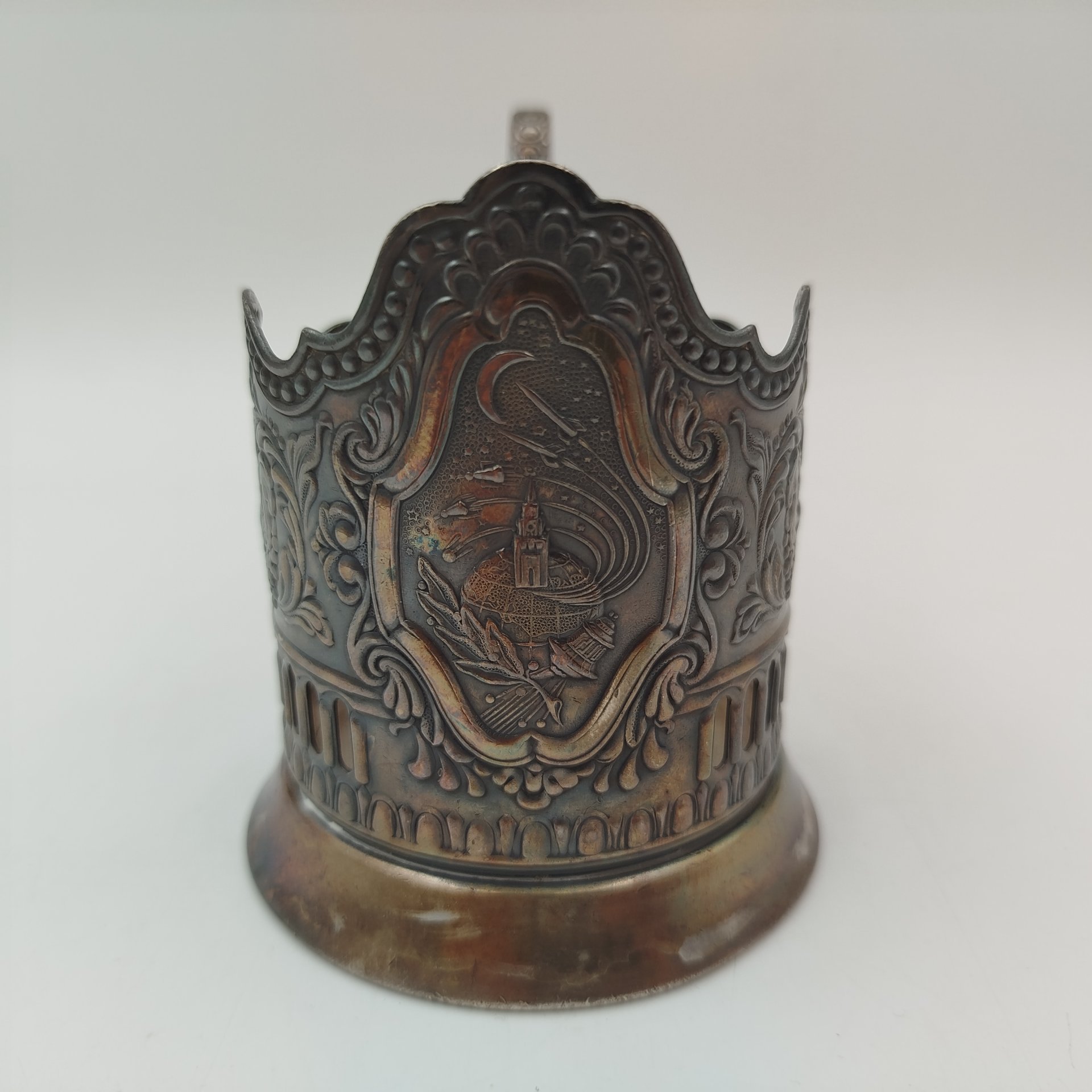 Подстаканник "Советский космос", мНЦ (медь-никель-цинк), Кольчугинский завод цветных металлов, СССР, 1970-1980 гг.