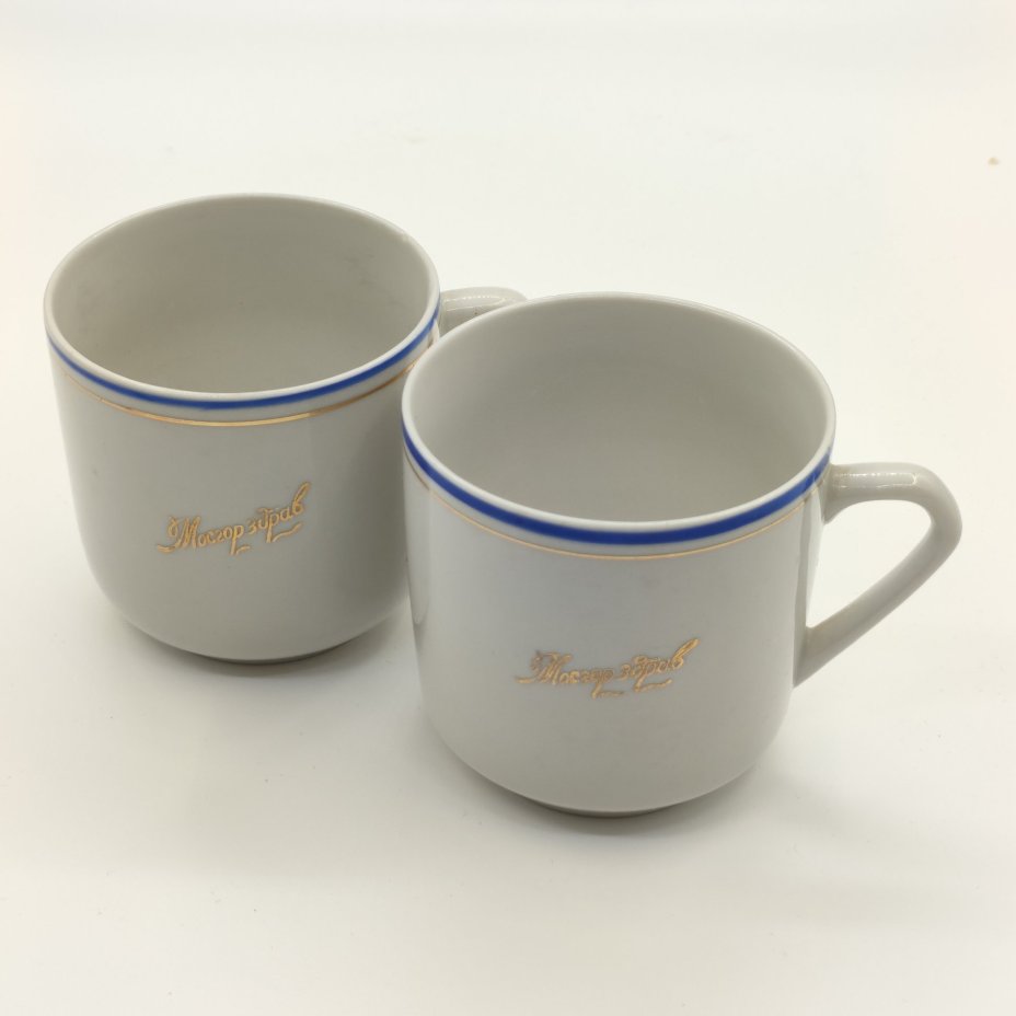 Пара чашек "Мосгорздрав", фарфор, обводка, золочение, Дмитровский фарфоровый завод (ДФЗ Вербилки), СССР, 1965-1991 гг.