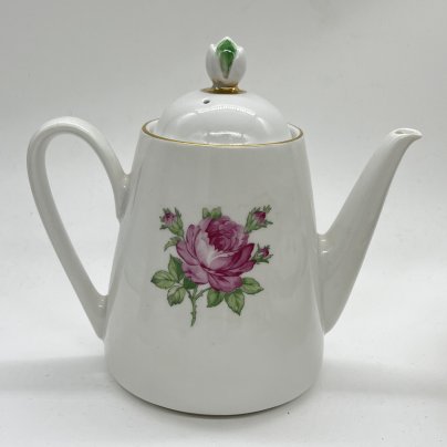 Чайник заварочный с декором "Роза" (крышка подбор), фарфор, деколь, золочение, Kahla, ГДР, 1960-1980 гг.