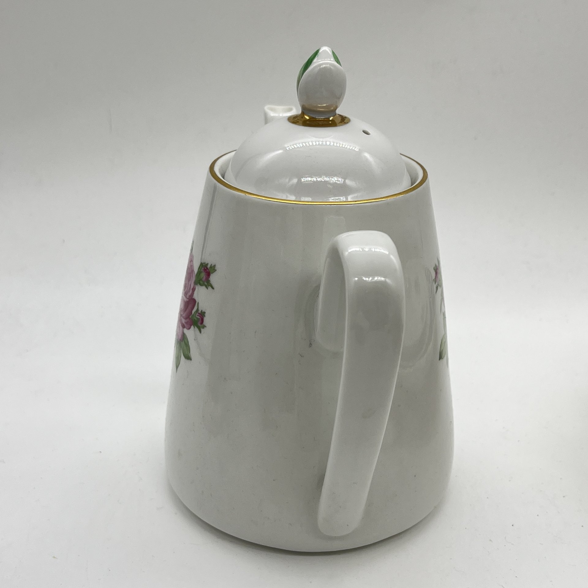 Чайник заварочный с декором "Роза" (крышка подбор), фарфор, деколь, золочение, Kahla, ГДР, 1960-1980 гг.