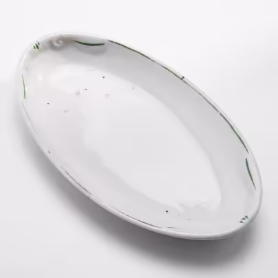 Блюдо (селёдочница), фарфор, деколь, Дулёвский фарфоровый завод, СССР, 1940-1946 гг., Дулевский фарфоровый завод (Дулёво)