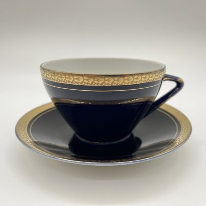 Пара чайная, фарфор, крытье кобальтом, золочение, Ленинградский фарфоровый завод (ЛФЗ), СССР, 1970-1990 гг.