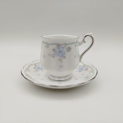 Кофейная пара "Satin Rose", фарфор, деколь, серебрение, Royal Albert, Royal Albert