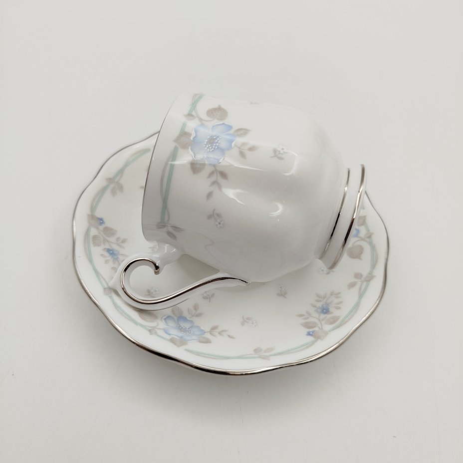Кофейная пара "Satin Rose", фарфор, деколь, серебрение, Royal Albert, Royal Albert