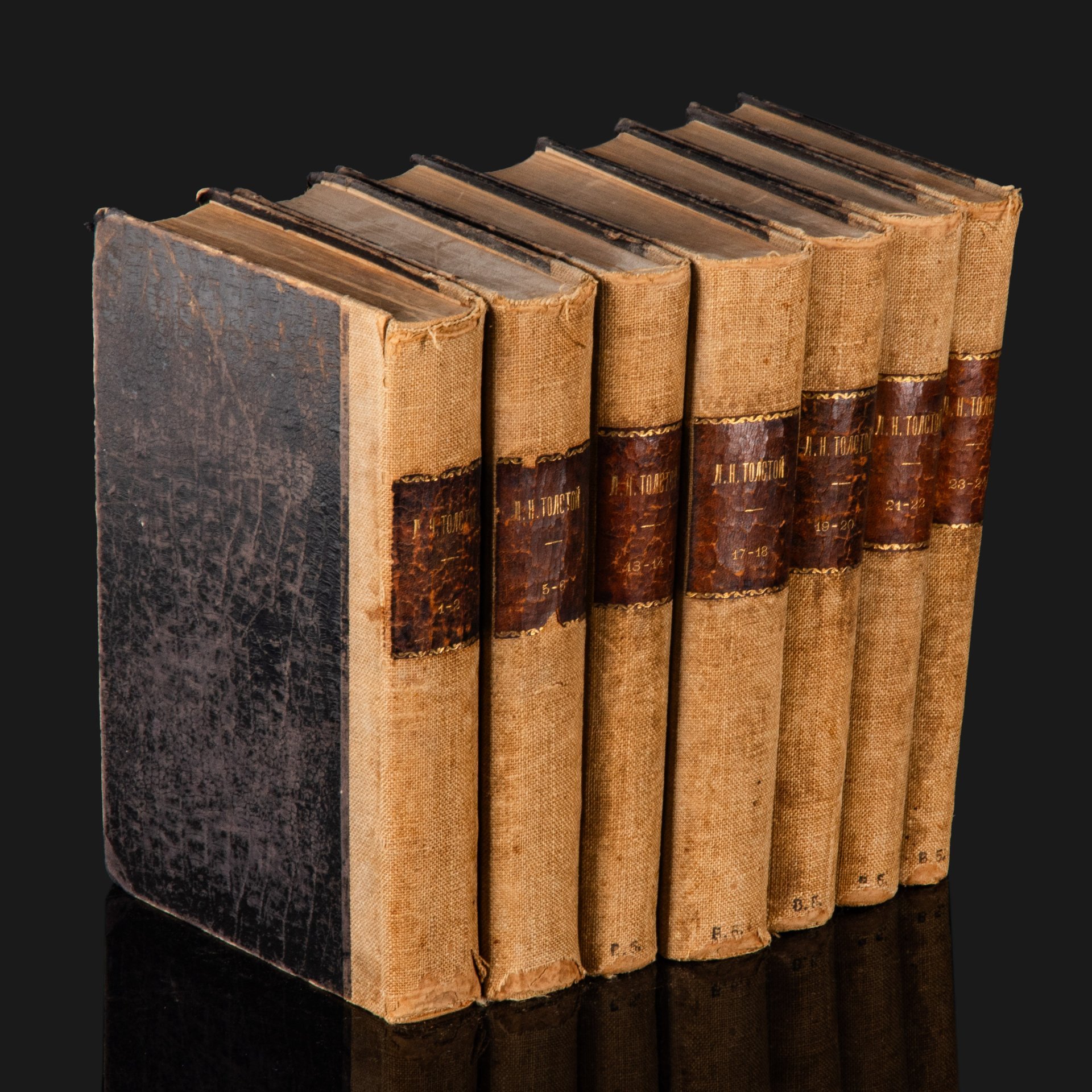 Полное собрание сочинений Л.Н. Толстого в 7 книгах (т. 1,  2, 5, 6, 13, 14, 17-24), бумага, печать, ткань, Типография товарищества И.Д. Сытина, Российская империя, 1913 г., Типография товарищества И.Д. Сытина