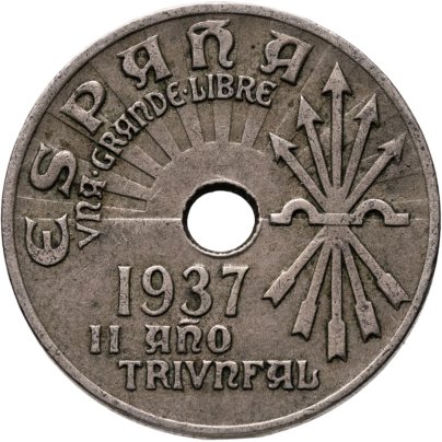 Испания 25 сентимо 1937 "Второй триумфальный год"
