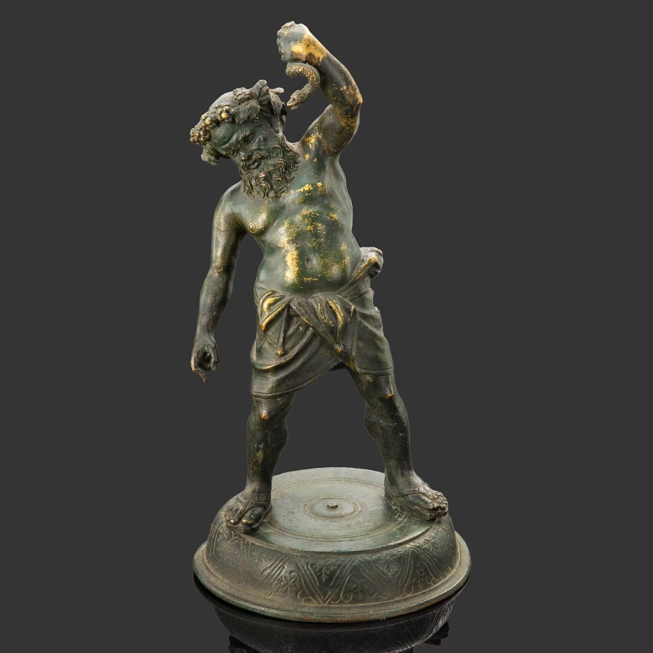 Скульптура "Вакх со змеем", автор модели Микеле Амодио (Michele Amodio, 1817-1913 гг.), сплав металлов, литье, гравировка, Западная Европа, 1910-1940 гг.
