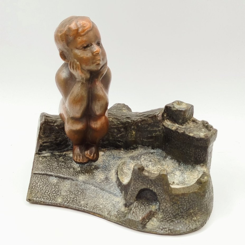 Подсвечник "Мальчик на бревне", металл, СССР, 1970-1990 гг.