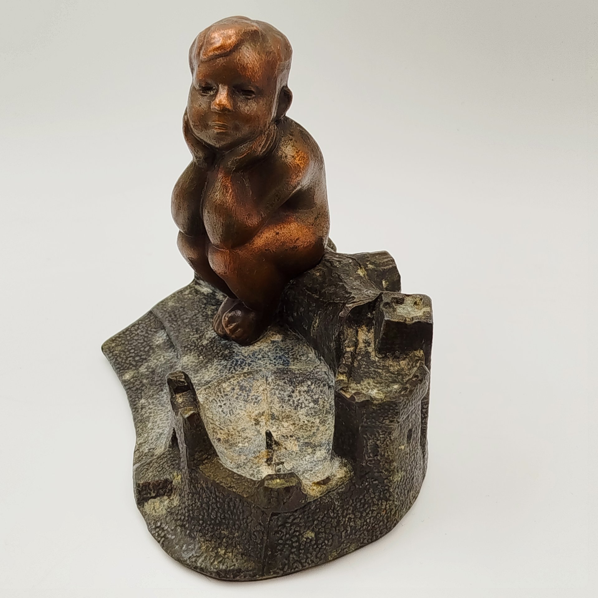 Подсвечник "Мальчик на бревне", металл, СССР, 1970-1990 гг.