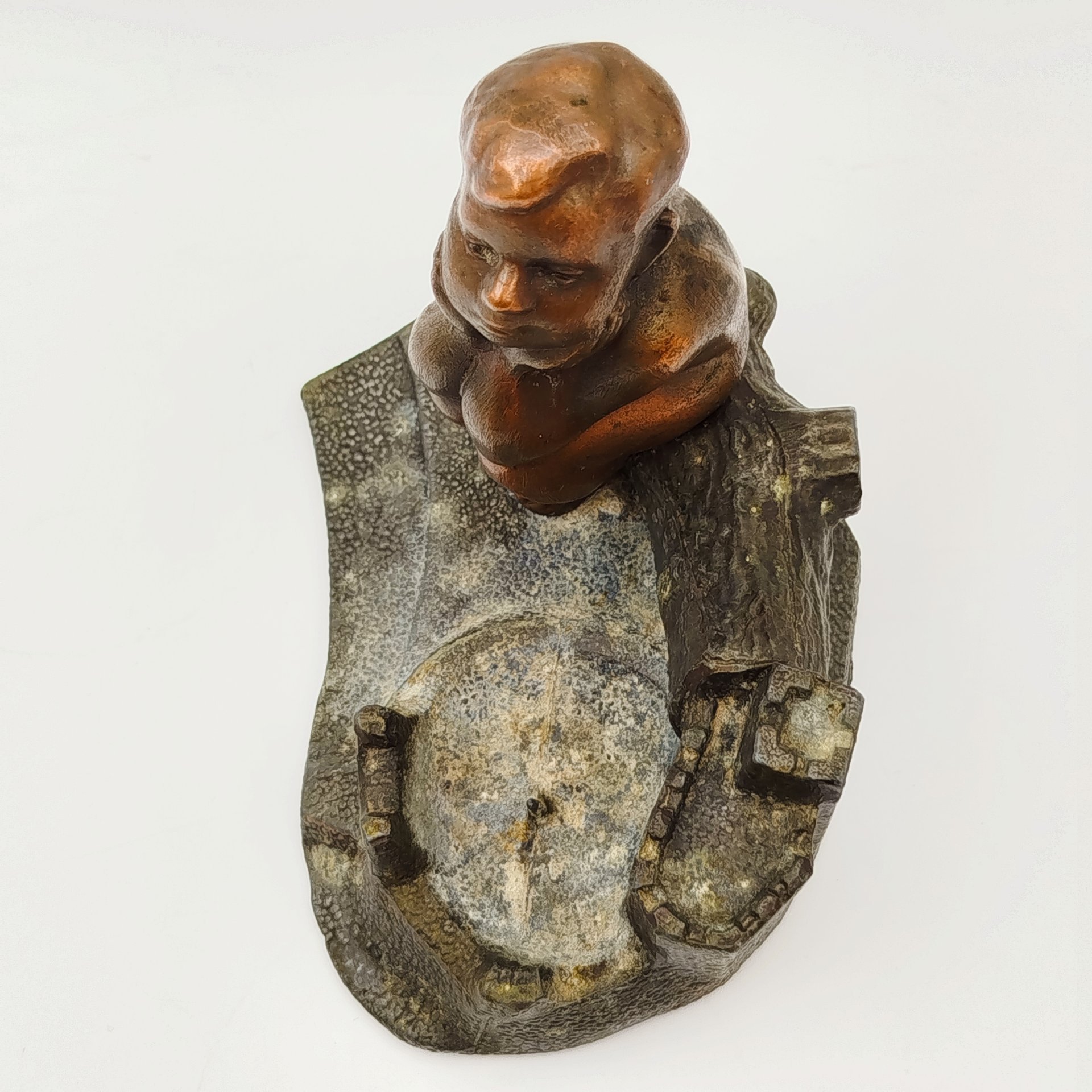 Подсвечник "Мальчик на бревне", металл, СССР, 1970-1990 гг.