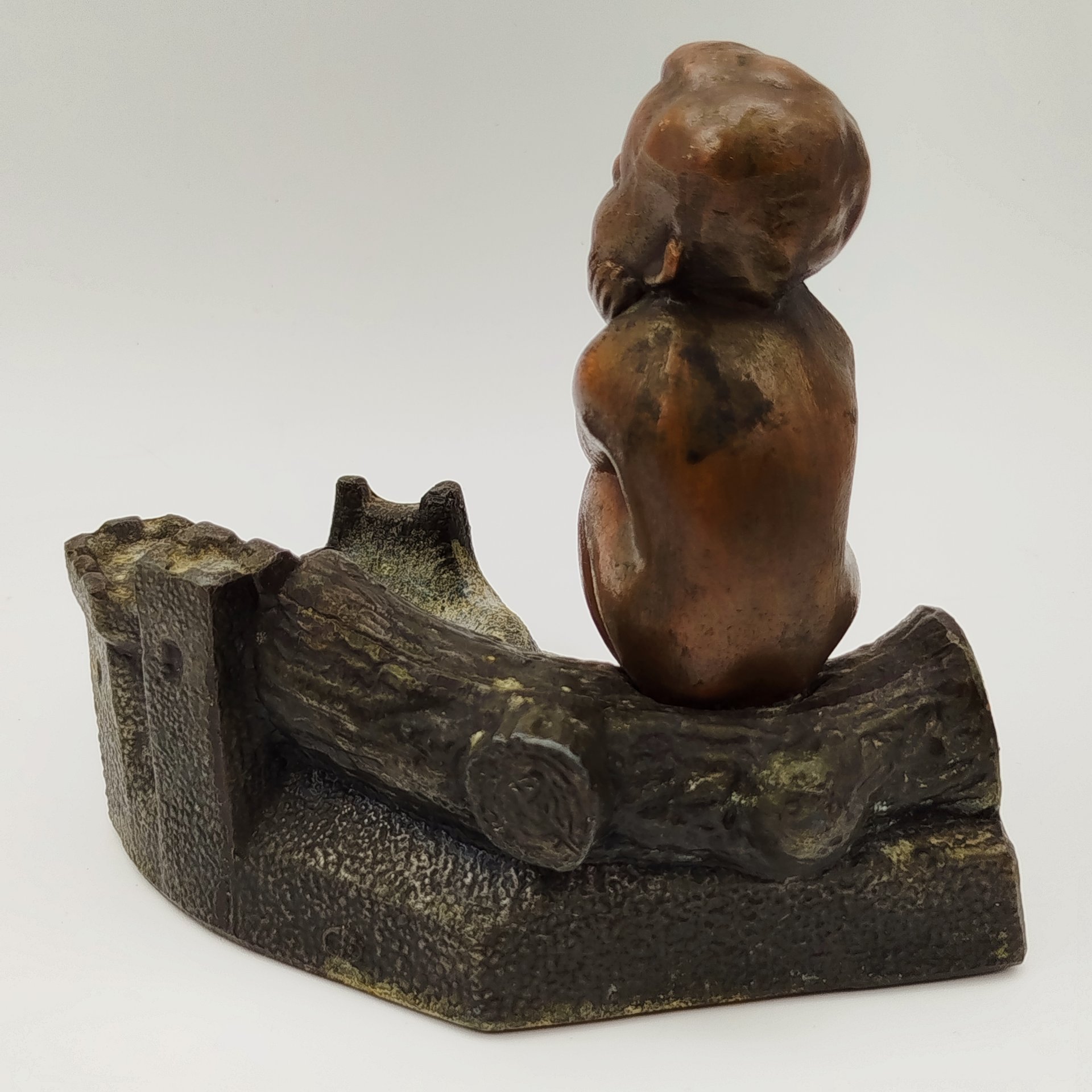 Подсвечник "Мальчик на бревне", металл, СССР, 1970-1990 гг.