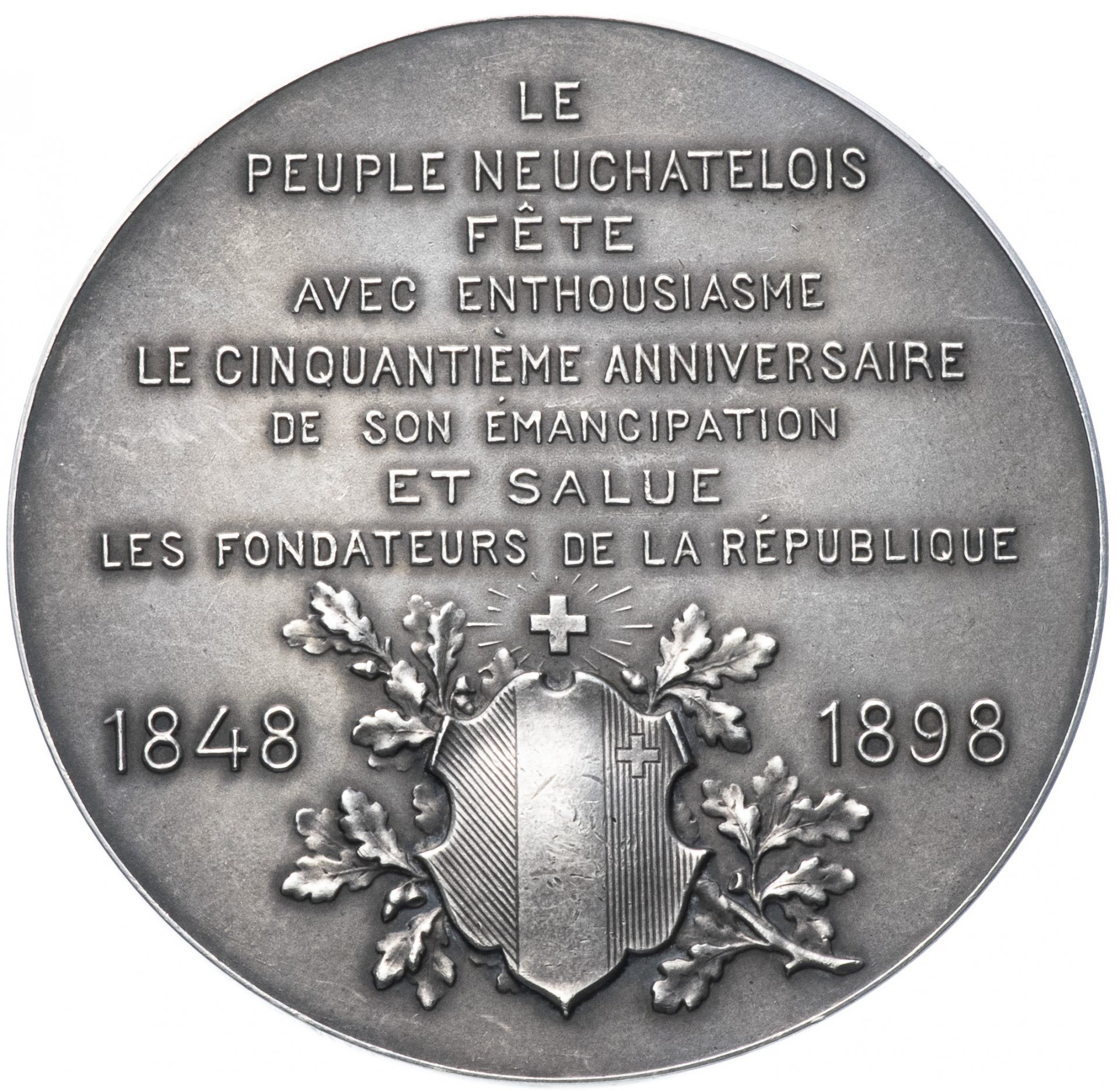 Медаль Швейцария, Невшатель "50 лет со дня основания Республики" 1898