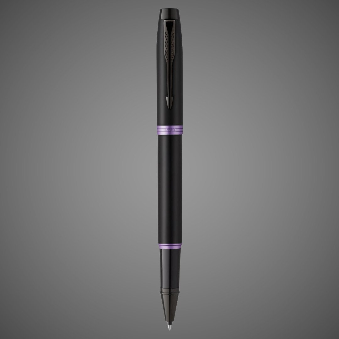 Ручка-роллер Parker IM Vibrant Rings Flame Amethyst Purple, стержень:Fblk, в подарочной упаковке., Лаки и смолы: лак, латунь
