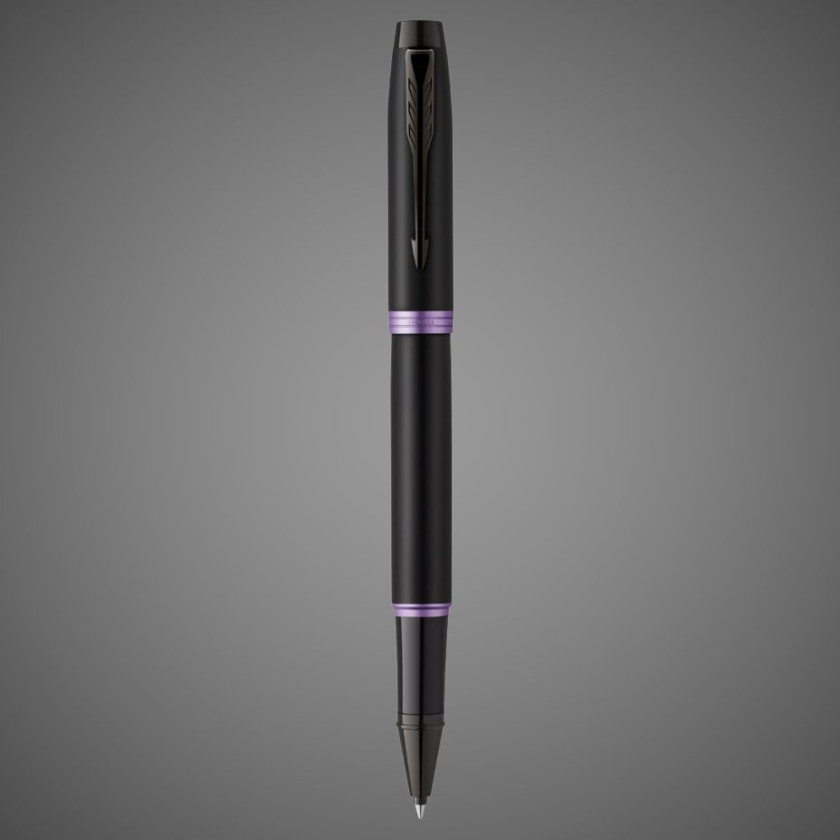 Ручка-роллер Parker IM Vibrant Rings Flame Amethyst Purple, стержень:Fblk, в подарочной упаковке., Лаки и смолы: лак, латунь