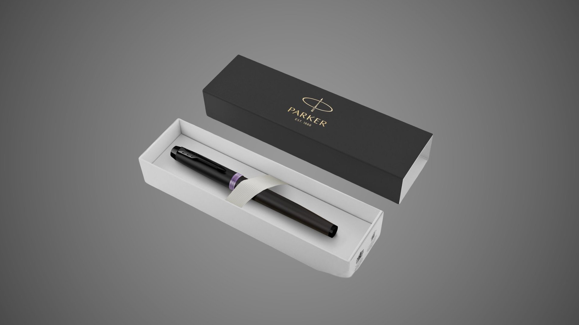 Ручка-роллер Parker IM Vibrant Rings Flame Amethyst Purple, стержень:Fblk, в подарочной упаковке., Лаки и смолы: лак, латунь
