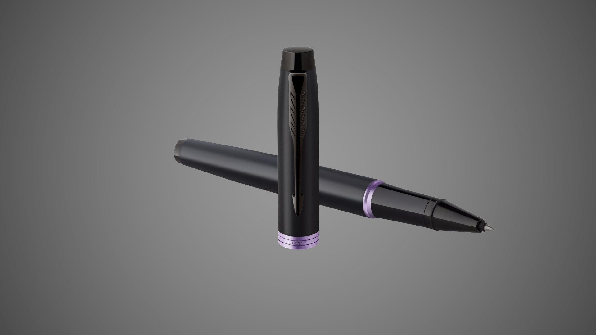 Ручка-роллер Parker IM Vibrant Rings Flame Amethyst Purple, стержень:Fblk, в подарочной упаковке., Лаки и смолы: лак, латунь