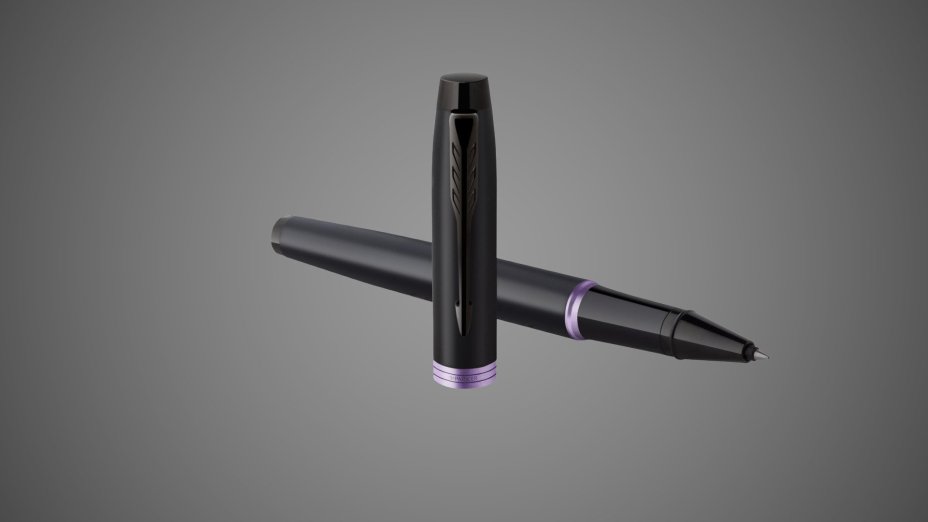 Ручка-роллер Parker IM Vibrant Rings Flame Amethyst Purple, стержень:Fblk, в подарочной упаковке., Лаки и смолы: лак, латунь