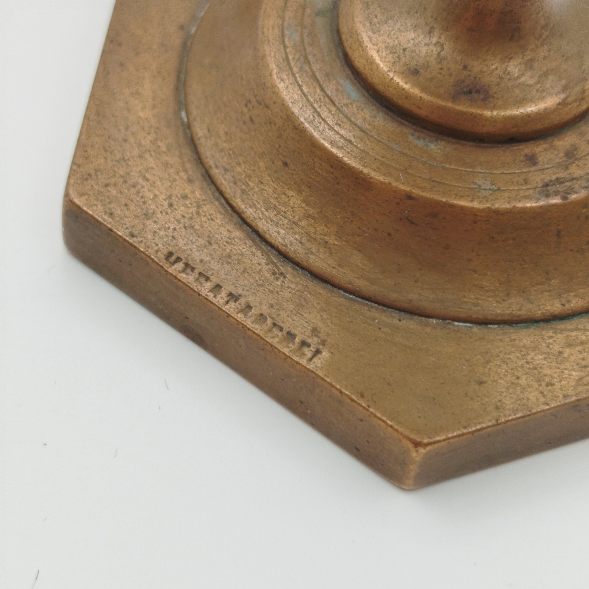 Подсвечник на шестигранном основании, фабрика "Братья Чеботаревы", металл, литье, Российская империя, 1890-1915 гг.