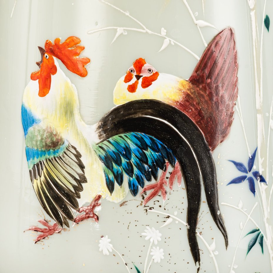 Ваза с изображением петуха и курицы