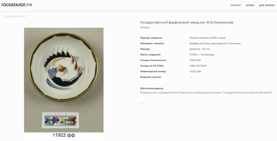 Розетка с изображением петуха, автор росписи И.И. Ризнич (предположительно), экспортное клеймо, фарфор, роспись, золочение, Государственный фарфоровый завод (ГФЗ), Государственный фарфоровый завод (ГФЗ)