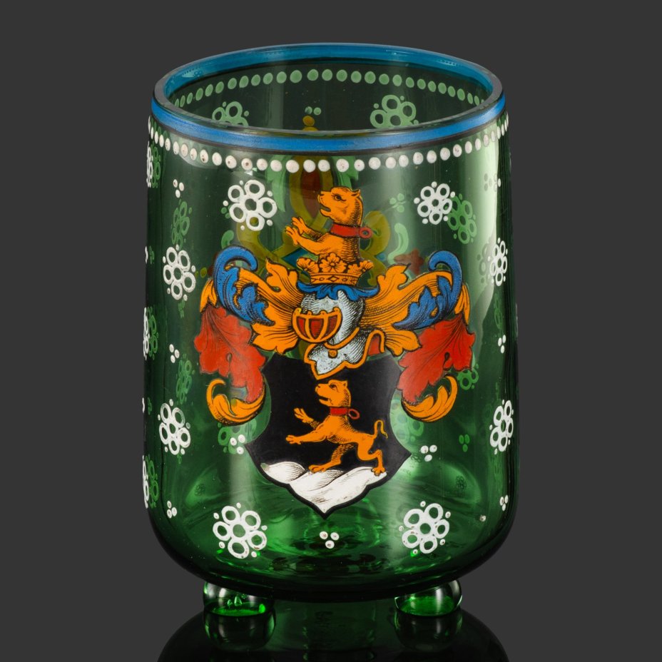 Стакан с гербом, стекло, роспись эмалями, Германия, 1860-1890 гг.