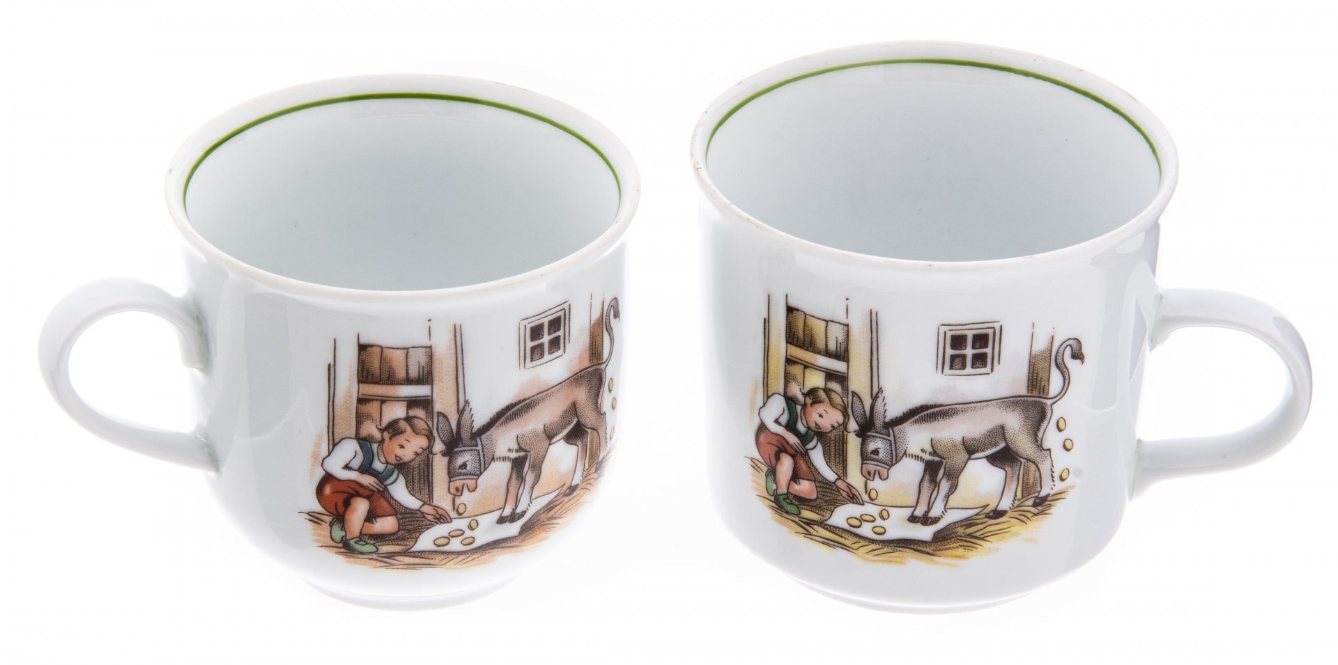 Набор детской посуды из 5 предметов, фарфор, деколь, фабрика "Colditz Porcelain Factory" (Кольдиц), ГДР, 1960-1990 гг., Colditz (Кольдиц)