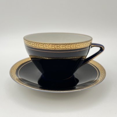 Пара чайная, фарфор, крытье кобальтом, золочение, Ленинградский фарфоровый завод (ЛФЗ), СССР, 1970-1990 гг.