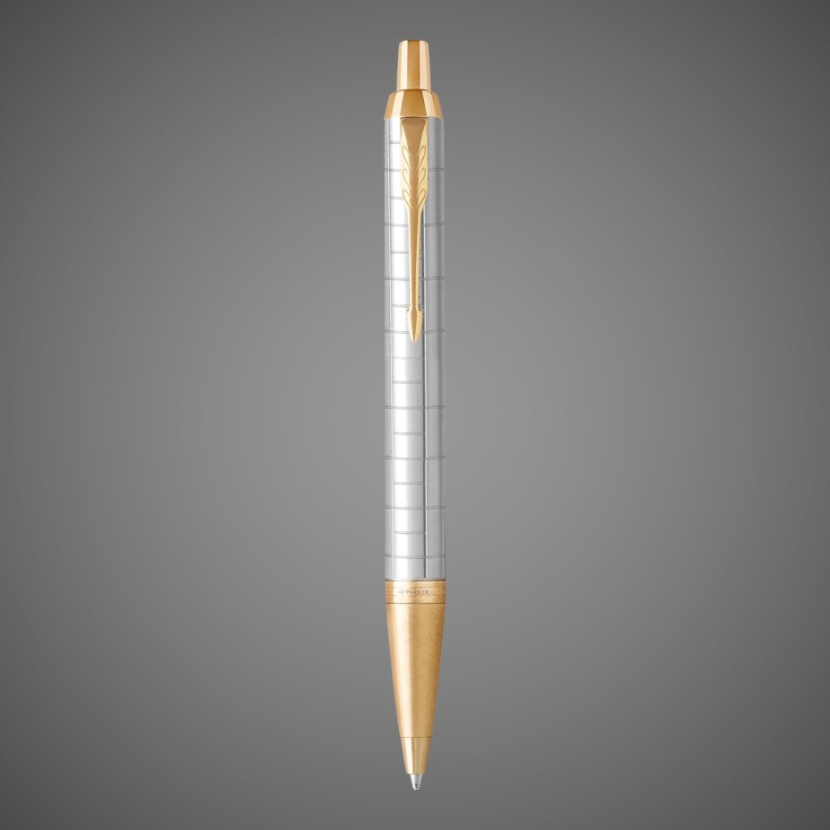 Подарочный набор: Ручка шариковая Parker IM Premium K318 Pearl GT, цвет чернил синий и золотистый ежедневник с золотым срезом страниц, Металлы: латунь, сталь