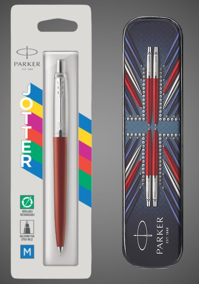Шариковая ручка Parker Jotter Originals K60 Red CT стержень:M, цвет чернил: blue. в БЛИСТЕРЕ+жестяной футляр, Металлы: нержавеющая сталь, пластик