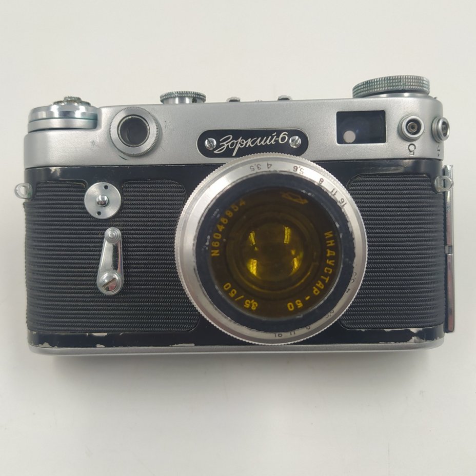 Фотоаппарат "Зоркий-6" с объективом "Индустар-50" в оригинальном кофре, металл, стекло, пластик, кожа, Красногорский механический завод (КМЗ), СССР, 1959-1966 гг.