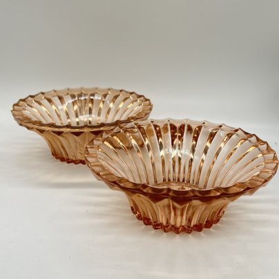 Набор из 2 ваз для варенья карамельного оттенка, цветное стекло, СССР, 1970-1980 гг.