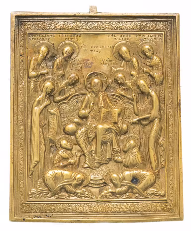 Икона "Спас на Троне" (Седмица), бронза, литье, Российская Империя, 1850-1890 гг.