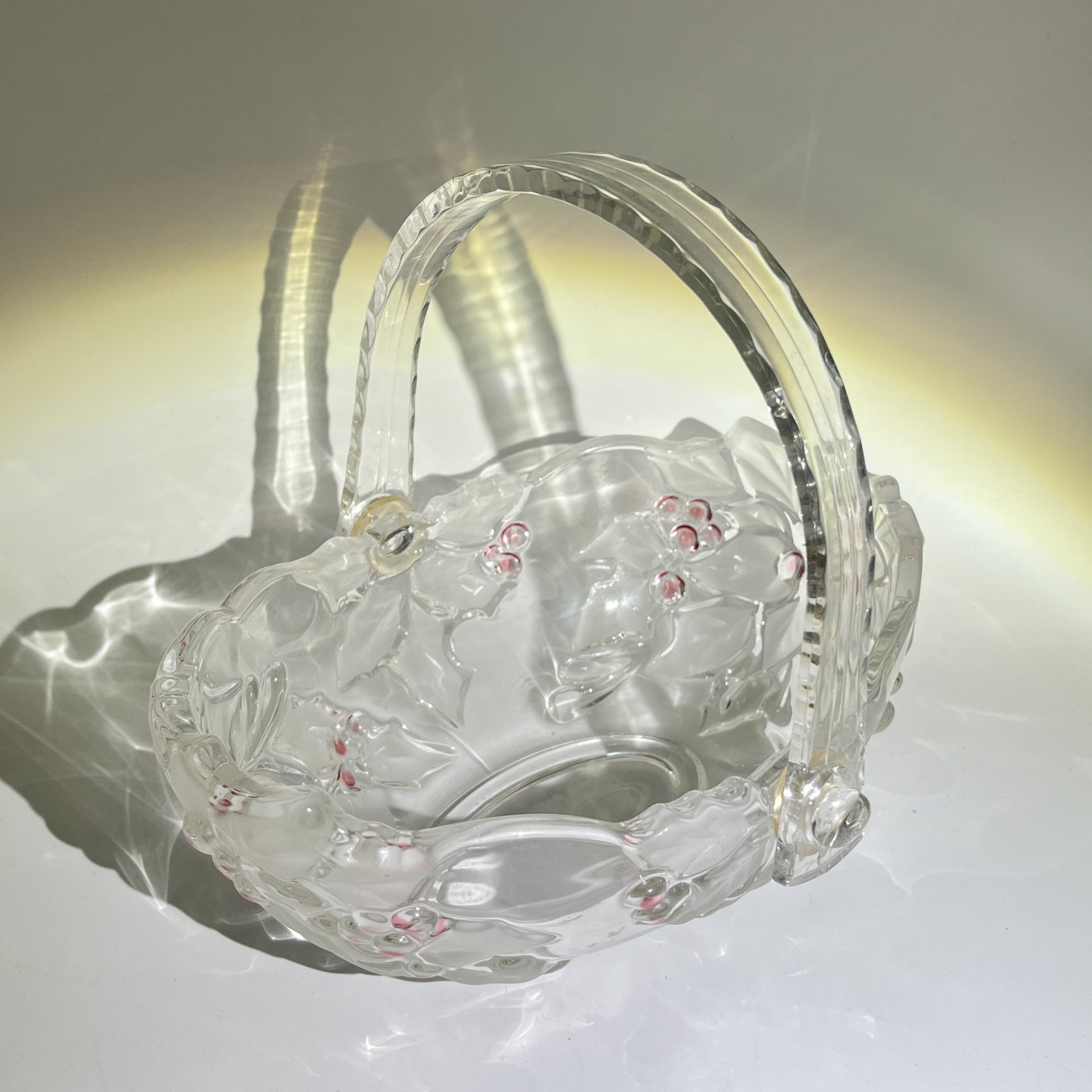 Небольшая фруктовница в виде корзинки с цветочным декором, стекло, Walther Glas, Германия, 2000-2015 гг., Walther Glas