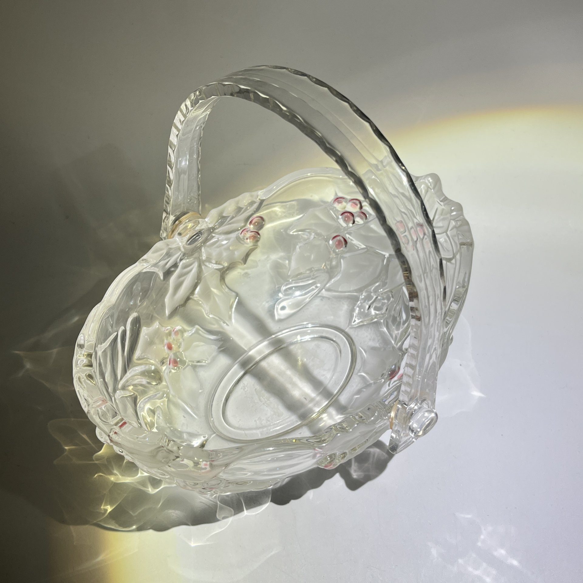 Небольшая фруктовница в виде корзинки с цветочным декором, стекло, Walther Glas, Германия, 2000-2015 гг., Walther Glas